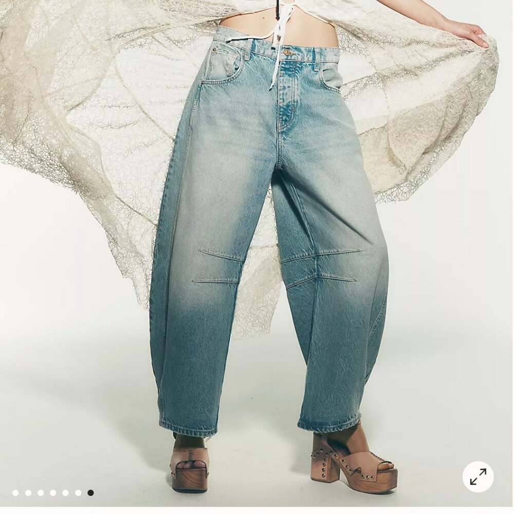 We The Free Good Luck Mid-Rise Barrel Jeans